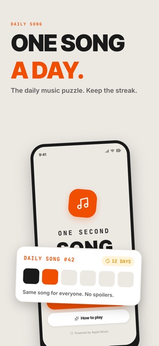 The Daily Song puzzle with a twelve-day streak